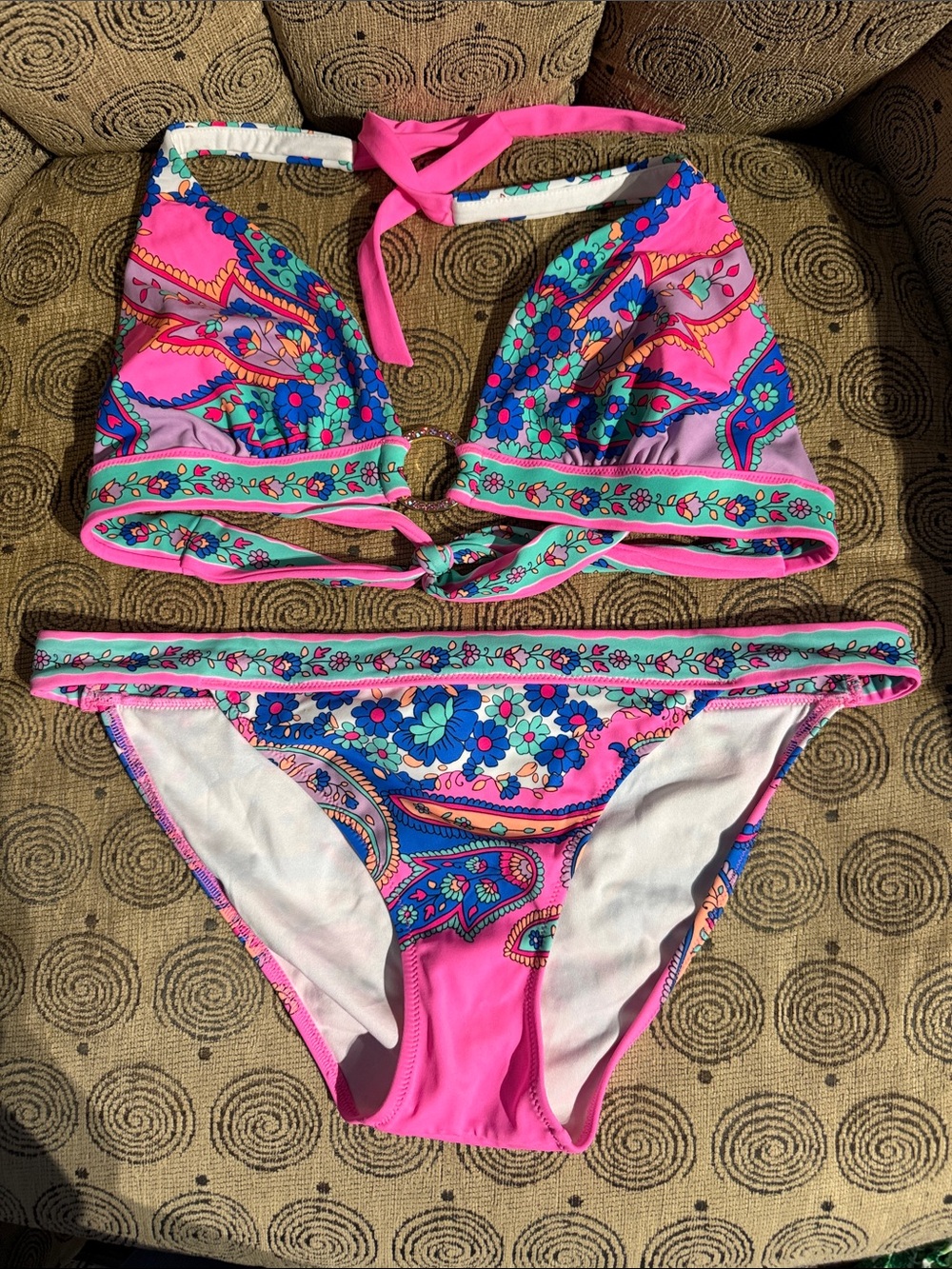 Victoria's Secret Pink Multi Floral Halter Bikini